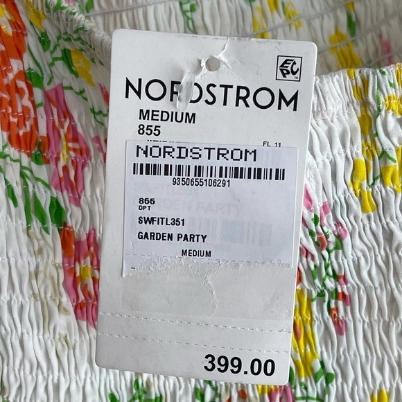 S/W/F Shirred Floral Print Halter Sleeveless Tiered Garden Party Dress Sz M NWT - Picture 9 of 13